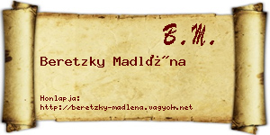 Beretzky Madléna névjegykártya